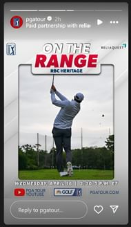 PGA Tour's Instagram story for the new 'On The Range' show (Image via: @pgatour)